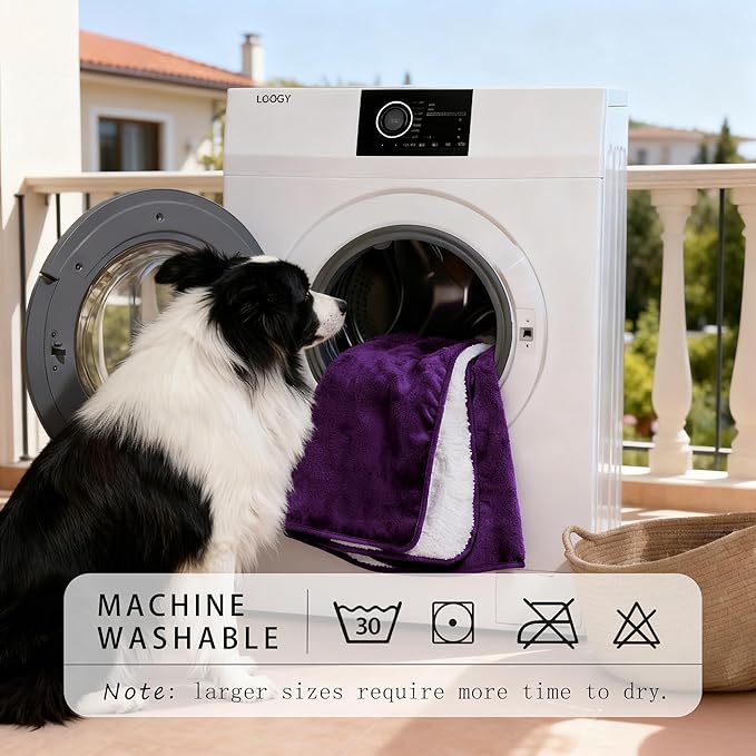 Smiry Waterproof Dog Bed Blanket, Leakproof Pet Throw Blanket for Bed Couch Sofa, Reversible Sherpa Fleece Furniture Protector Cover for Small Medium Large Dogs Cats (Purple, 60x80 inches)