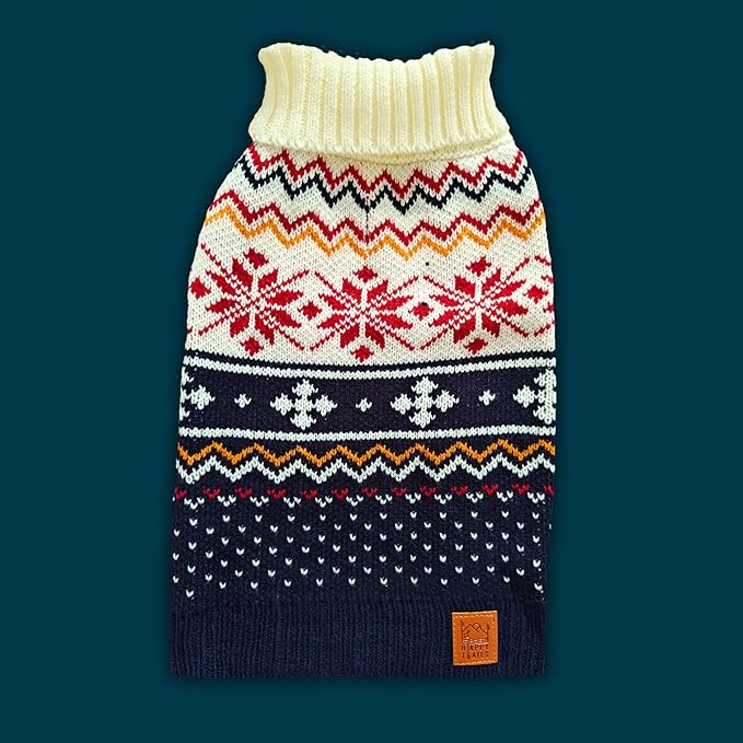 Cozy Acrylic Dog Sweater for Outdoor Adventures—Breathable & Insulating Knit—Classic Fit—Backpacking Gear for Dogs—Dog Hiking Gear—Dog Camping Gear (Medium, Nordic)