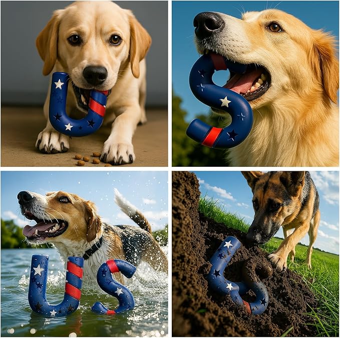 American Playtime Dog Chew Toy, Red 6" in 2 Pack Interactive Outdoors Toys for Aggressive Chewers for Treat-Filling Capabilities and Tug of War Dog Toy, Tough Toys for Medium,Large Dogs