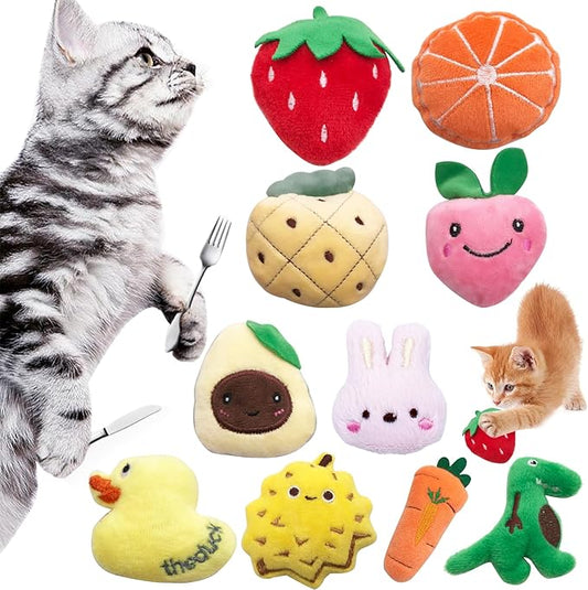 10 Pcs Catnip Toys for Indoor Cats Xmas Interactive Plush Stuffed Kitten Chew Bite Toys Kitty Cat