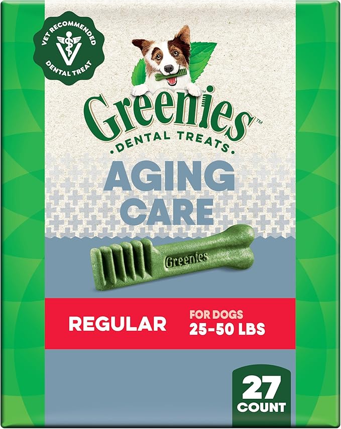 Greenies Veterinarian-Recommended Aging Care Adult Natural Dental Dog Treats Petite Size, 27 oz. Pack, 45 Count