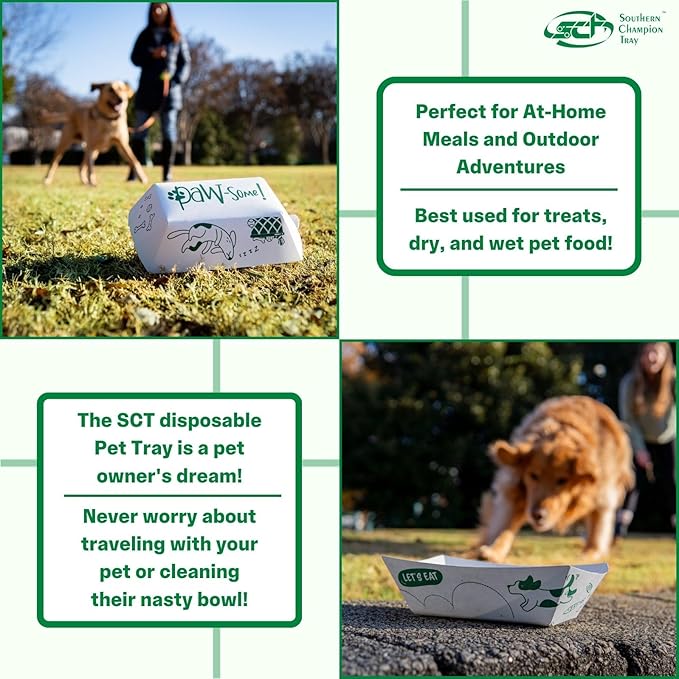 Southern Champion Tray, Large Disposable Pet Food Bowl, 2 Cups (25 Quantity) Dog Food Tray, Travel Pet Bowl, Feeding Cats and Dogs, Wet Food and Dry Food, Two Cups Capacity, 25 Count