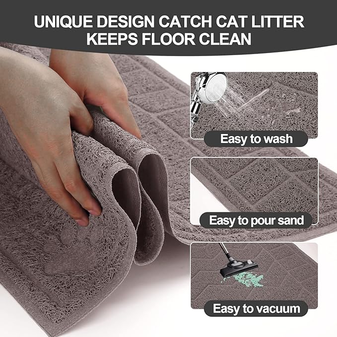 Cat Litter Mat, Litter Trapping Mat Soft on Kitty Paws, 35" x 24" Kitten Litter Box Mat for Cleaner Floors, Waterproof, Easy Clean, Durable Large Size Cat Litter Pad for Kitten.