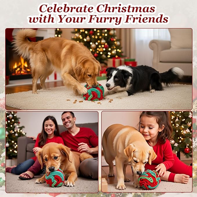 Snuffle Ball for Dogs - Interactive Dogs Toys to Keep Them Busy, Dog Puzzle Toy, Christmas Dog Toys Gifts for Small, Medium, Large Pet, Training Reward Gift