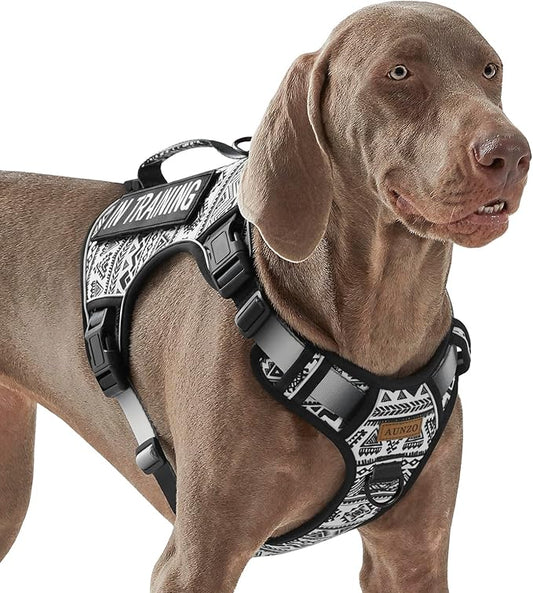 Tactical Dog Harness for Large Dogs No Pull Easy Walking Adjustable Pet Harness Reflective K9 Working Training Easy Control Pet Vest Military Service Dog Harnesses Black Ethnic L