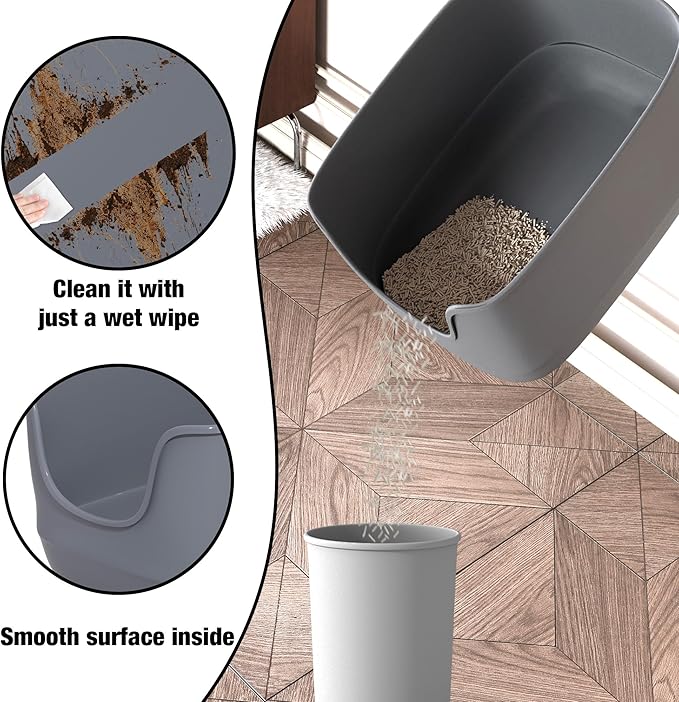 Gefryco Jumbo Cat Litter Box with High Sides, Extra Large for Muti Cats Open Big Cat Litter Box Anti-Splashing, High Wall Litter Tray for Indoor Medium and Large Cats(2Pack)