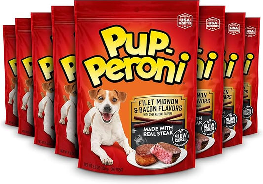 Pup-Peroni Filet Mignon & Bacon Flavor Dog Treats, 5.6 Ounce (Pack of 8)