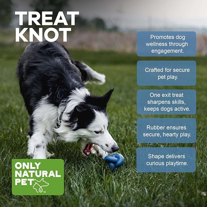 Only Natural Pet Rubber Boredom Buster Treat Stuffer Dog Toys - Interactive Stuffable Feeder Dispenser Fillable Durable Play Puppy Medium Large XS Chew Pup Hide Holder Easy Refill -TreatKnot/DarkBlue