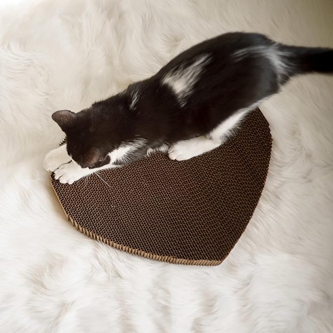 Cat Scratcher by Americat – Made in USA Cardboard Scratching Pad & Lounger – X Large, 2-Sided, Heavy, No-Shedding, Long-Lasting (Heart)
