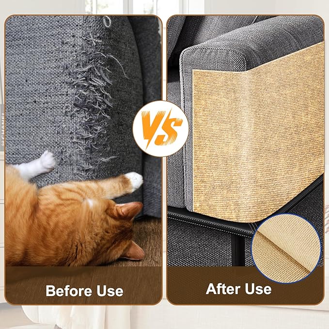 Cat Scratch Furniture Protector – DIY Climb Scratch Mat,Cat Scratch Pad, Couch Protector from Cat Claws, Trimmable Self-Adhesive Carpet for Indoor Sofa, Furniture (Beige, 78.7" x 15.8")
