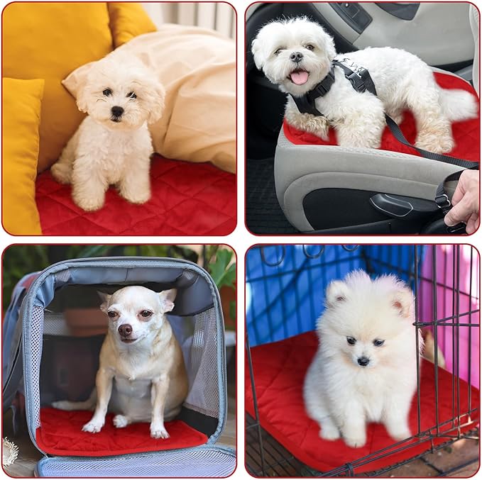 4 Pack Self Heating Cat Pad Self Warming Dog Mat Reflects Body Heat Extra Warm Thermal Pet Pad Washable Dog Cat Bed Crate Bed Mat Blanket (16 x 20 Inch,Red)