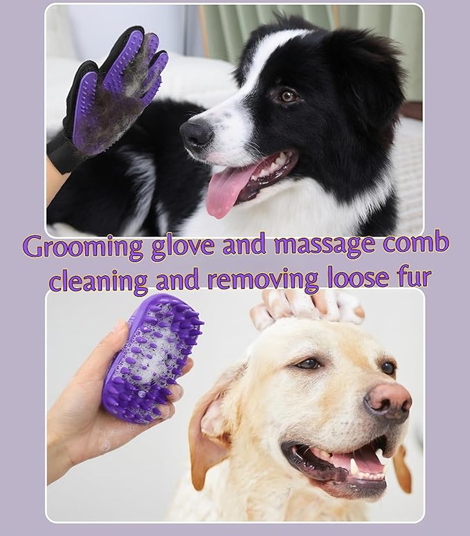 Pet Grooming Tools Kit-9 Packs Dog Cat Grooming Kit Dog Cat Grooming Supplies Dog Cat Brush Set Dog Nail Clippers and Cat Trimming Tools for Short and Long Hair Dog Cat Grooming