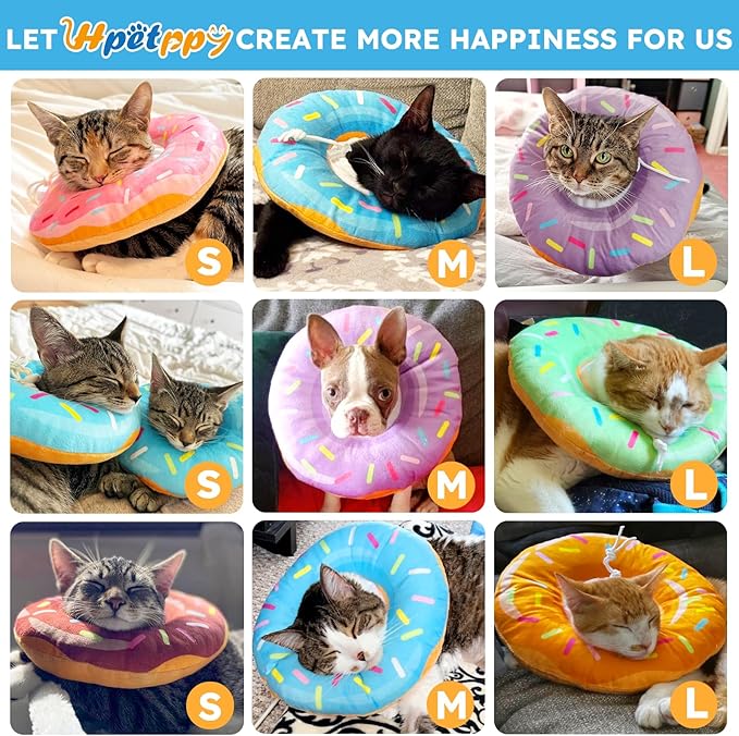 Cat Cone Collar Soft, Cat Recovery Collar for Wound Healing Cute Cat Donut Adjustable Cat Cones to Stop Licking Comfortable Lightweight Neck Elizabethan Collars for Cats Kittens After Surgery