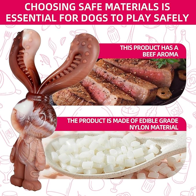 Indestructible Dog Toys for Aggressive Chewers, Tough and Durable Chew Toys for Large Medium Dogs, Interactive Dog Chew Toys to Keep Them Busy (E Rabbit+Crab)