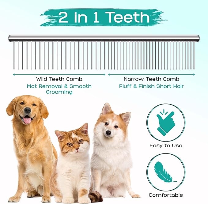 Professional Pet Grooming Kit – 6 in 1 Dog Grooming Scissors Kit - Dog & Cat Grooming Supplies - Adjustable Screw Scissors, 4CR Stainless Steel Dog Clippers, Hair Thinning Shears, Rubber Grips