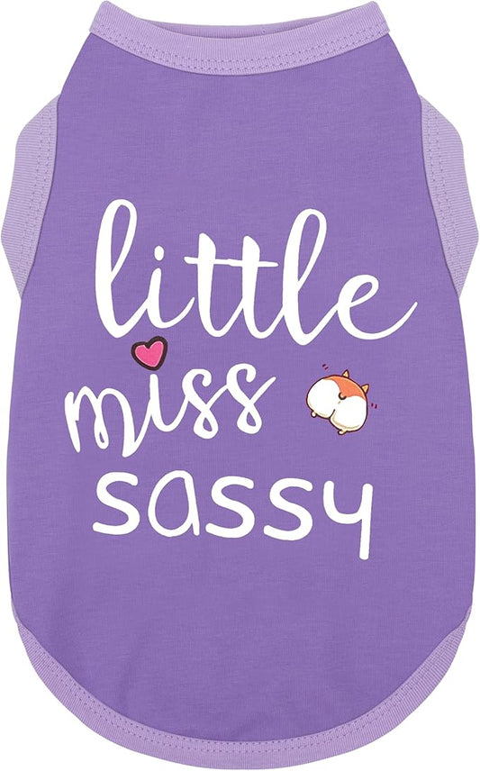 Paiaite Dog Clothes Fashionable Sleeveless Pet Vest: 'Little Miss Sassy' Printed Cotton Dog Shirt, Ideal for Small, Medium, and Large Breeds, Ensuring Comfort and Breathability Purple XL