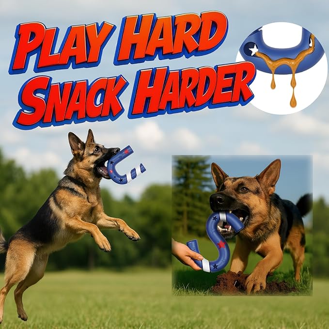 American Playtime Dog Chew Toy, Blue 6" in 2 Pack Interactive Outdoors Toys for Aggressive Chewers for Treat-Filling Capabilities and Tug of War Dog Toy, Tough Toys for Medium,Large Dogs
