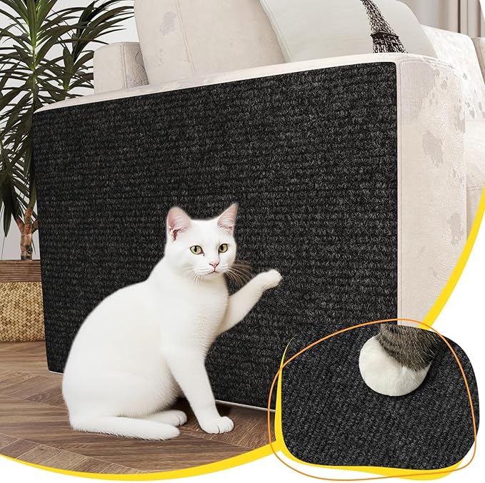 Decotalk Wall Cat Scratcher Adhesive Black Corner Cat Scratching Wall Post Black Indoor Scratchers Post for Cats 15.7"x78.7" Carpet Scratching Pad Corner Scratchers for Indoor Cats Wall Mounted Mat