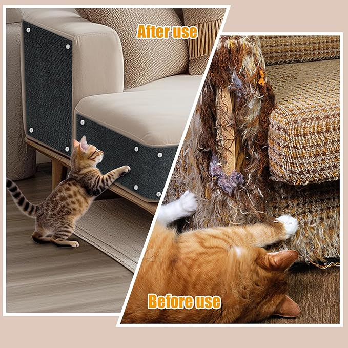 Cat Scratch Mat,118.5"x17.4" Trimmable Self-Adhesive Cat Scratch Furniture Protector, Sticky Cat Scratcher Wall Mat, Covering Cats Tower, Couch Protector from Cats Claws (Dark Grey)