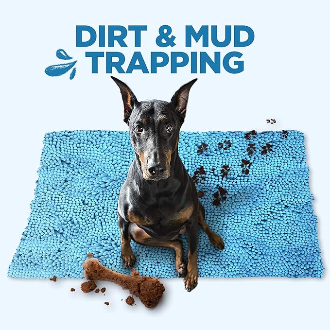 Soggy Doggy Doormat Plain Solid Color Design - Ultra Absorbent Microfiber Chenille Wet Dog Mat for Muddy Paws - Non-Slip and Machine Washable (Blue, Extra-Large 36” x 60”)