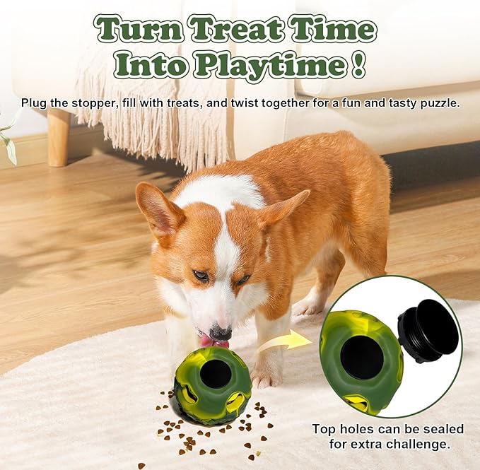 5-in-1 Dog Enrichment Toy – Bite & Brush Freeze Ball, Dog Toys, Interactive Chew Toy for Large Aggressive Chewers (25-85 lbs), Freezable Bone for Dogs, Homemade Treat Dispenser (Green, Large)