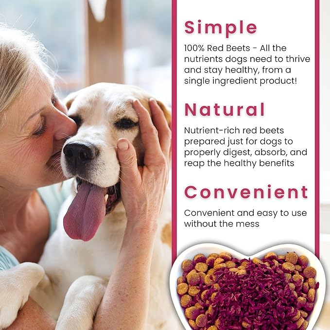 Olewo Original Red Beets for Dogs – Natural Anti Itch for Dogs, Dog Food Topper, Immune, Cleansing, Skin & Coat Support, Dehydrated Whole Food Dog Multivitamin, Fiber for Dogs, 2.2 lbs