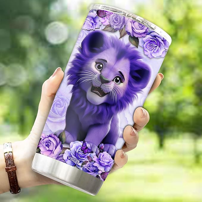 Personalized Lion Coffee Mug Cups Gifts For Women, Mom, Daughter, Lions Water Bottle Mothers Day Birthday Christmas Valentine Jewelry Style 20oz Stainless Steel Thermos Tumbler Cup With Lid