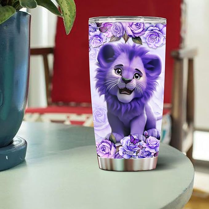 Personalized Lion Coffee Mug Cups Gifts For Women, Mom, Daughter, Lions Water Bottle Mothers Day Birthday Christmas Valentine Jewelry Style 20oz Stainless Steel Thermos Tumbler Cup With Lid