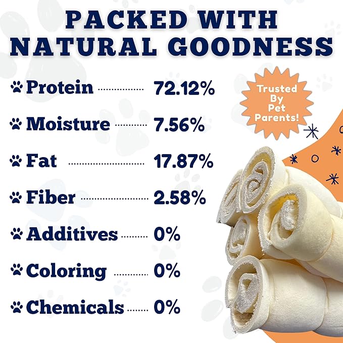 Amazing Dog Treats - Beef Cheek Rolls (6" Regular - 40 Pcs Bulk) - Safe Rawhide Alternative Dog Chew - Great for Power Chewers - Long Lasting Dog Chew - Retriever Rolls for Dogs…