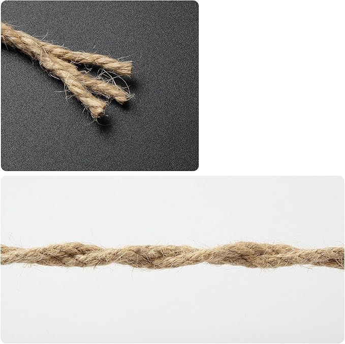 1/6 in (4mm) X 164 Ft (50meter) Natural Sisal Hemp Rope Heavy Duty Thick Twine for Cat Scratcher Post Tree, Garden, Binding, Crafts Packing Material