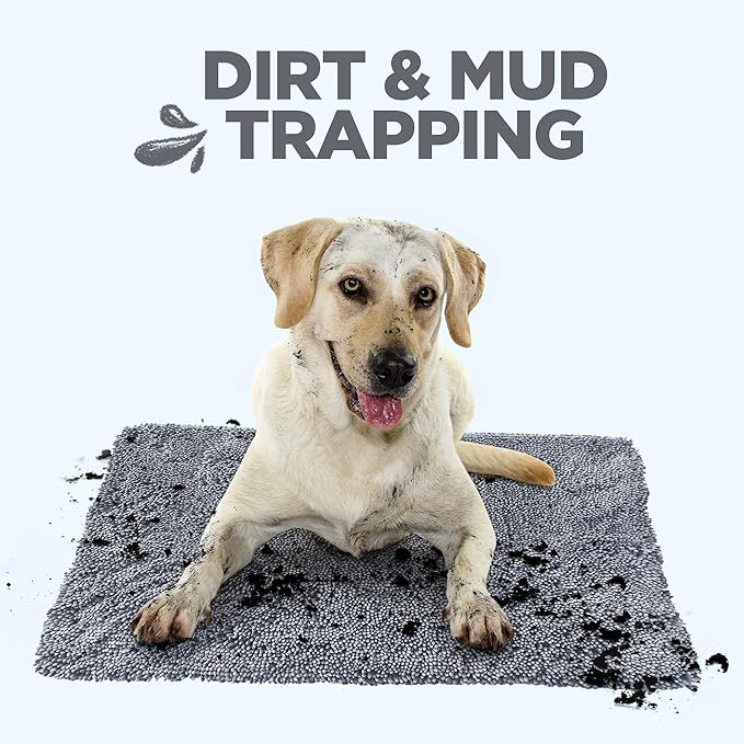 Soggy Doggy Doormat Plain Solid Color Design - Ultra Absorbent Microfiber Chenille Wet Dog Mat for Muddy Paws - Non-Slip and Machine Washable (Grey, Extra-Large 36” x 60”)