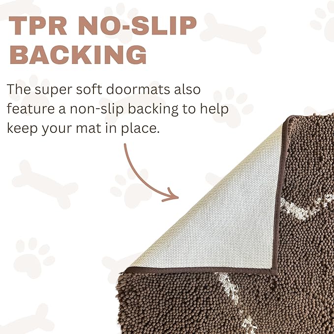 Soggy Doggy Doormat Plain Solid Color Design - Ultra Absorbent Microfiber Chenille Wet Dog Mat for Muddy Paws - Non-Slip and Machine Washable (Beige, Extra-Large 36” x 60”)