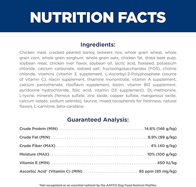 Hill's Science Diet Adult 7+, Senior Adult 7+ Premium Nutrition, Dry Dog Food, Chicken, Brown Rice, & Barley, 33 lb Bag