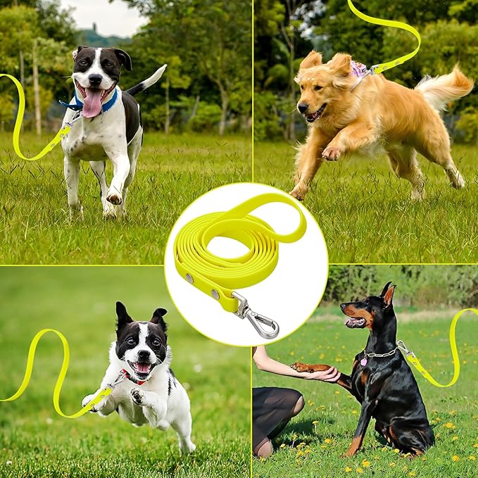 Waterproof Long Dog Training Leash 6ft Outdoor PVC Dog Leashes Great for Large Medium Small Dog Training Lead,Beach,Yard,Play,Camping(Yellow