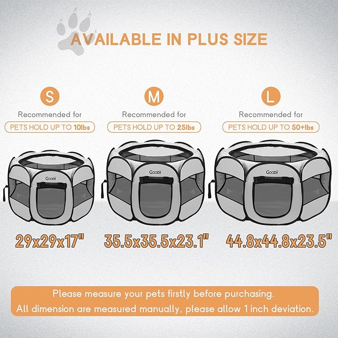 Pet Cat Playpen for Indoor Cats Enclosed, Puppy Dog Play Pen for Outdoor Travel Camping (Small Size, Light Grey)