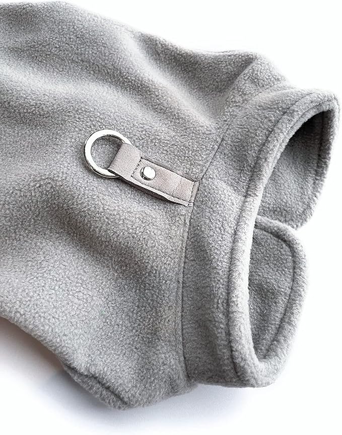 JACKO & CO - Fleece Vest Dog Sweater with Leash Ring - Soft, Warm & Lightweight Pullover Coat for Small & Medium Dogs, Puppies & Cats - Cozy Fall/Winter/Spring Pet Jacket (Grey, Medium 6-10lbs)