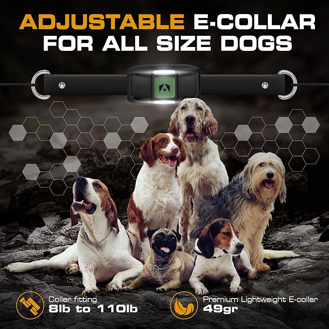 INVIROX Training Collar for Large Dog X2 [Spark K9] 124 Levels with Remote 1100yd Range, Night-Light Mode for Medium Dogs IP67 Waterproof Training Collar for Dogs