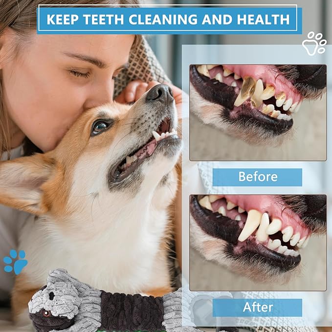 Plush Dog Squeak Toys with Crinkle Paper - Pull Interactive Tug of War Dog Toy, Great for Dental Health, Strengthening Bonds and Anxiety Relief for Puppies, Small, Medium, Large Dogs