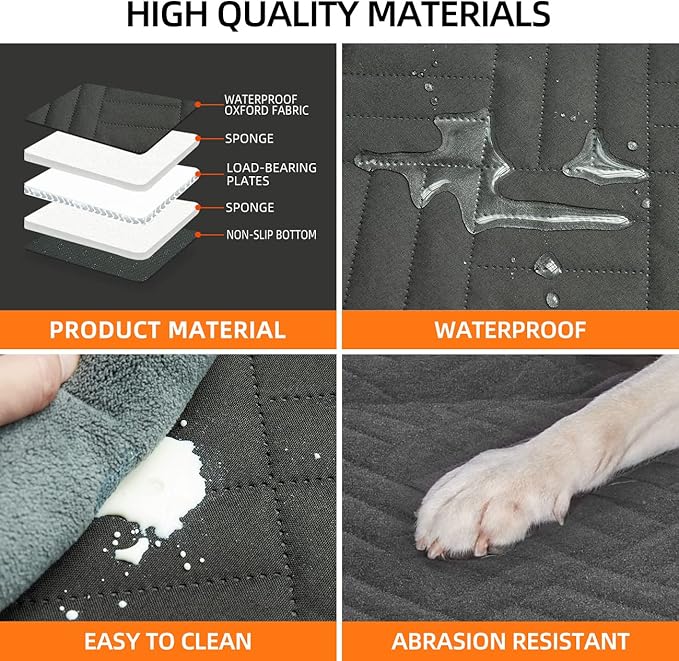 YJGF Back Seat Extender - Dog Car Seat Cover, Hammock for Dogs, Grey