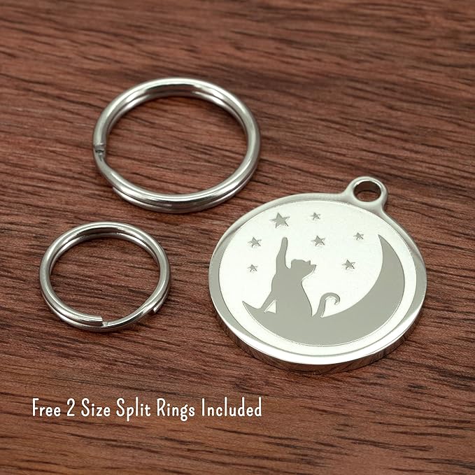 Ultra Joys Engraved Cat Name Tags Personalized - Stainless Steel Name Tag Pet Identification - Small Dog ID Tags Personalized for up to 4 Lines of Text Pet ID Tags for Cat Collar - Christmas Tree