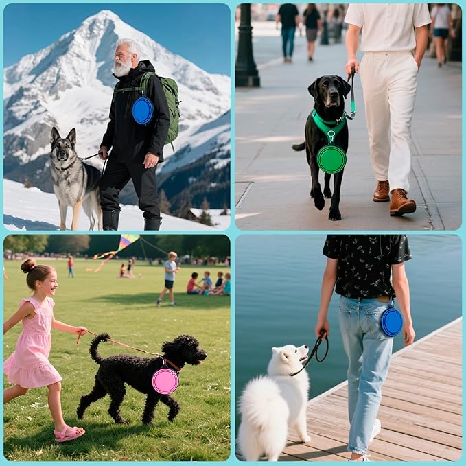 3 Pack Collapsible Dog Travel Bowls, 22oz Large Foldable Dog Water Bowls Portable Pet Food and Water Bowl with Clasp for Traveling Walking Hiking (3 Colors)