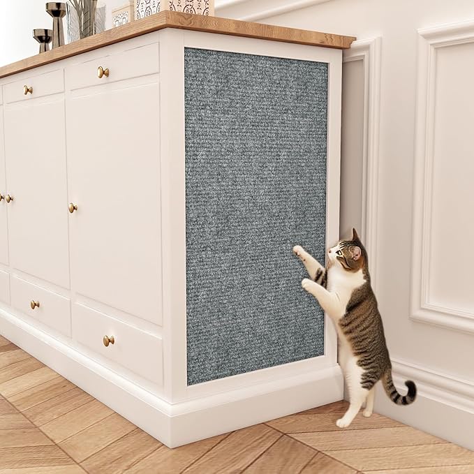 Decotalk Cat Wall Scratcher Mat Adhesive Light Grey Anti Cats Scratch Furniture Couch 12x78.7 Inch Wall Cat Scratcher Carpet Corner Protector for Indoor Cats Light Grey Cat Scratching Post for Sofa
