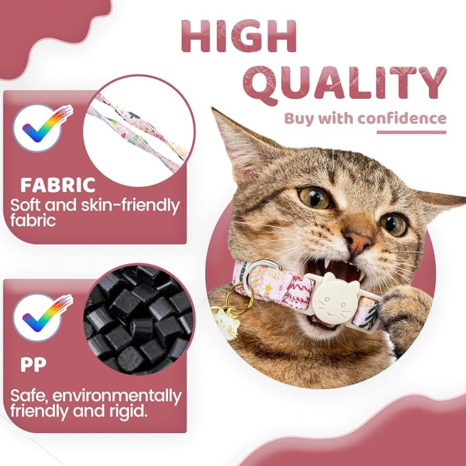 Elegant little tail 2 Pack Cat Collar- Christmas Cat Collars Breakaway with Bell Pendant Wedding Kitten Boy Girl Safety Adjustable 7-12 Inch Collar for Small Cats Puppy