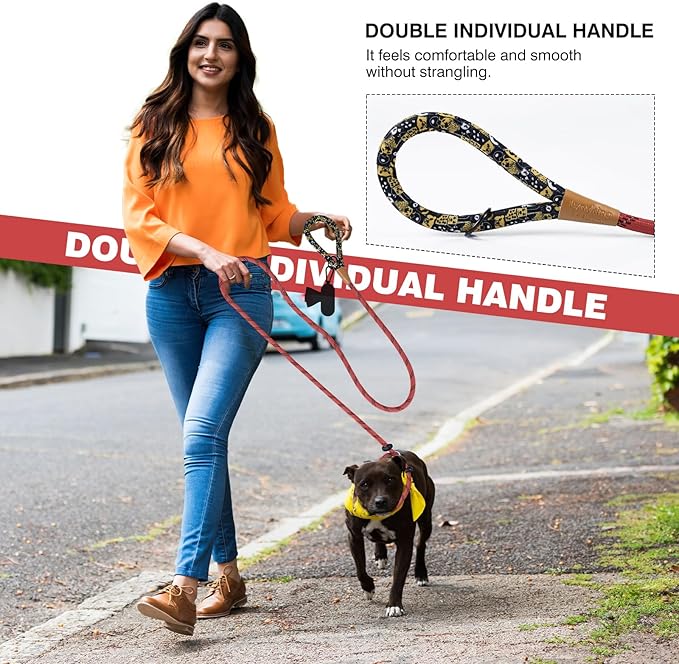 lynxking Slip Lead Dog Leash Reflective, Heavy Duty Comfortable Strong Rope for Large Medium Small Dogs No Pull Pet Training (Red, 2PCS Large 1/2in x 6ft)