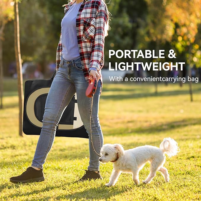 Dog Cat Playpen, Medium Puppy Pet Playpen, Dog Crate Tent Cage Indoor/Outdoor, Portable Pop Up Dogs Kennel Playpen with Carrying Case for Dogs/Cats/Rabbits(Coffee, Small)