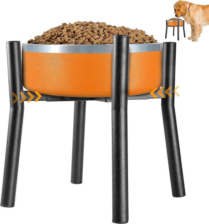 Lifted Dog Bowl Stand - Without Bowls, Single Raise Pet Food Table Adjustable Wide 7-11", Tall 12" - Bowl Stand Size Optional, Dog Bowls Holder Elevated for Small Medium Large Dogs Breed