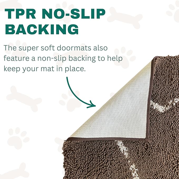 Soggy Doggy Doormat Plain Solid Color Design - Ultra Absorbent Microfiber Chenille Wet Dog Mat for Muddy Paws - Non-Slip and Machine Washable (Evergreen, Extra-Large 36” x 60”)