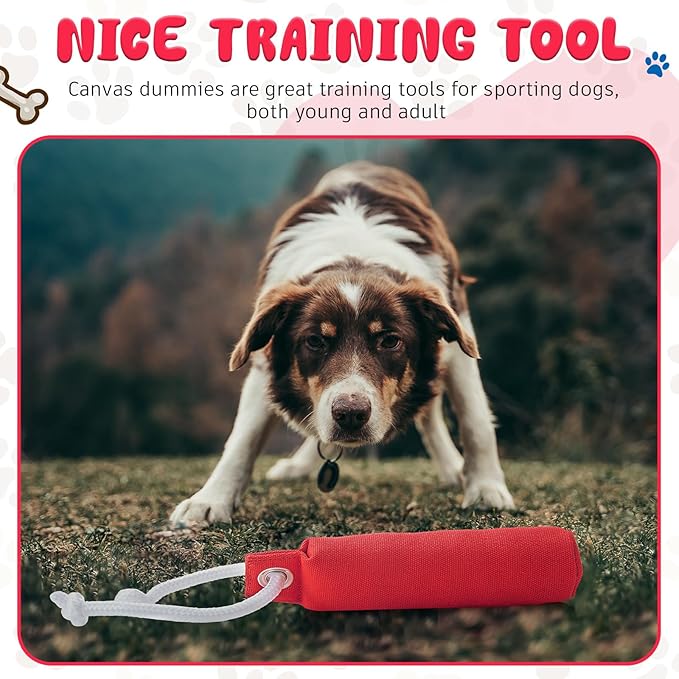 2 Pcs Dog Bumpers Canvas Training Dummy Hunting Dog Training Toys for Easy Throwing (Not Chew Toys)(Red,9.8 x 2.8 Inches)
