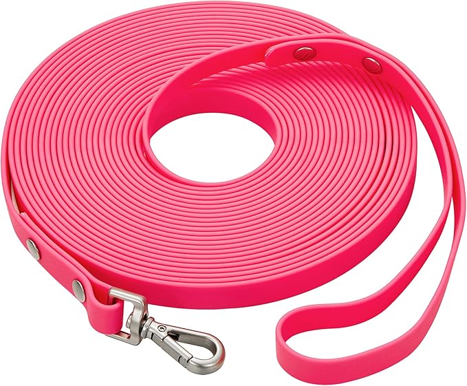 Waterproof Long Dog Training Leash 6ft Outdoor PVC Dog Leashes Great for Large Medium Small Dog Training Lead,Beach,Yard,Play,Camping(Rosered