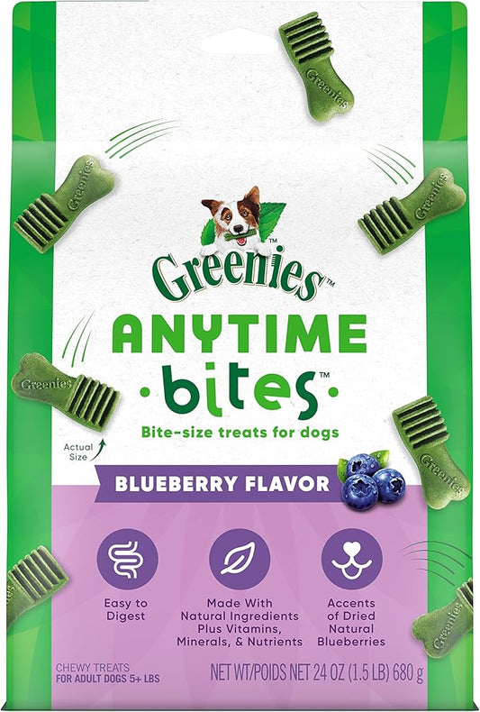 Greenies Anytime Bites Dog Treats, Blueberry Flavor, 24 oz. Bag